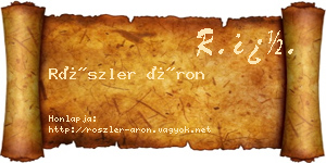 Röszler Áron névjegykártya